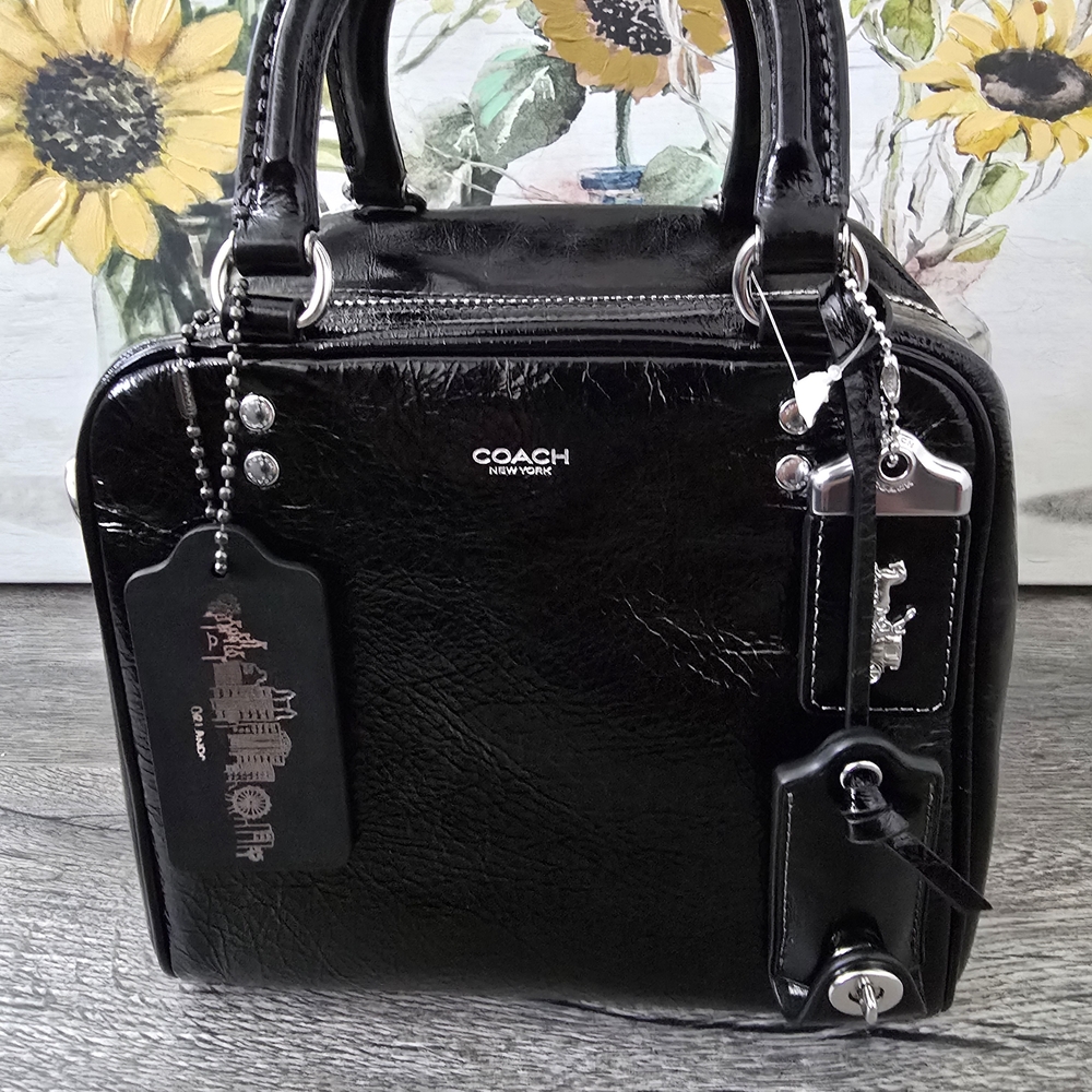 Coach Glossy Black Satchel